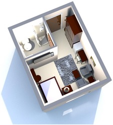 Single-occupancy executive room with bed, desk and television