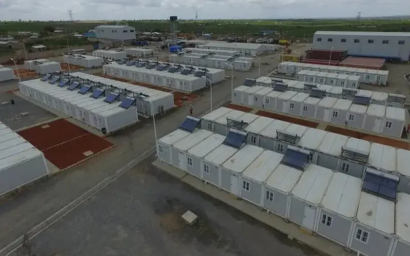 Aerial view of a modular workforce accommodation camp